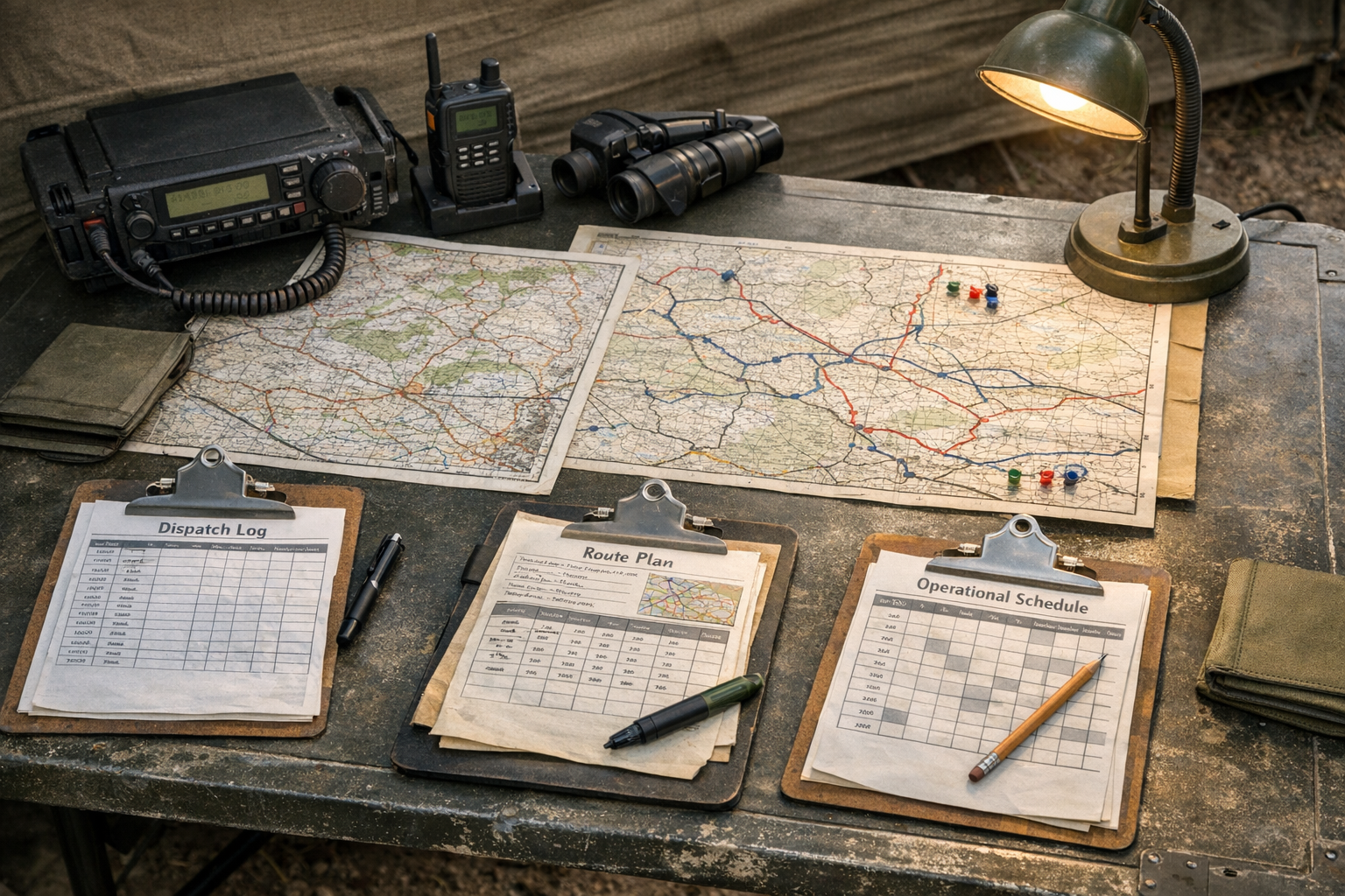 Dispatch planning board and route logistics setup