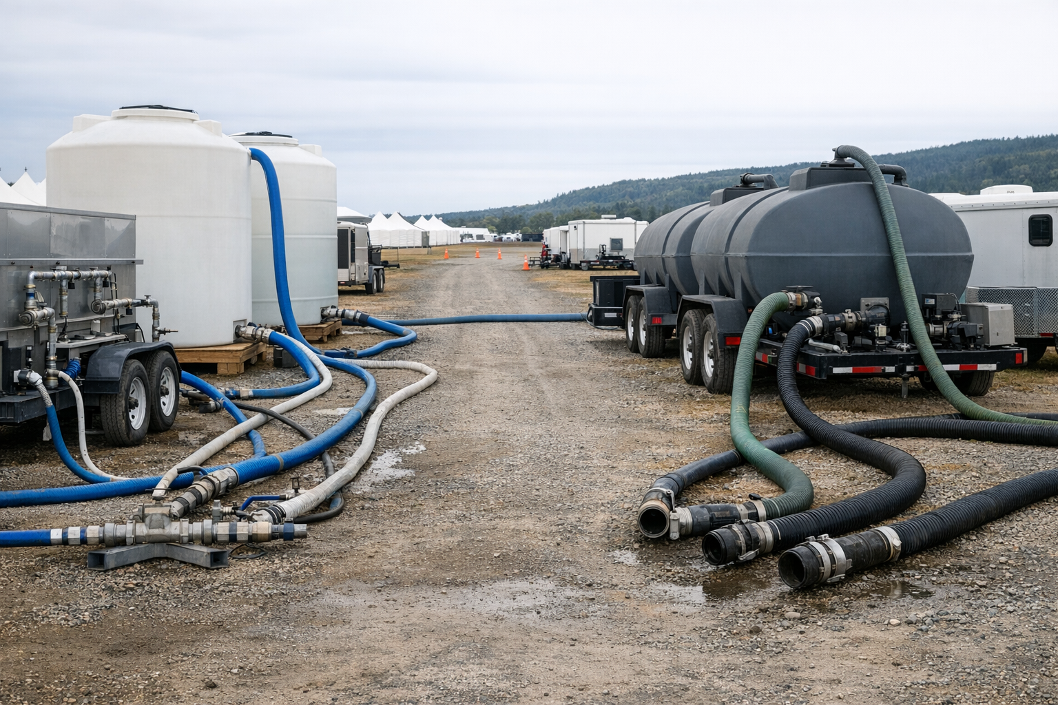 Water and waste logistics coordination at a remote deployment site